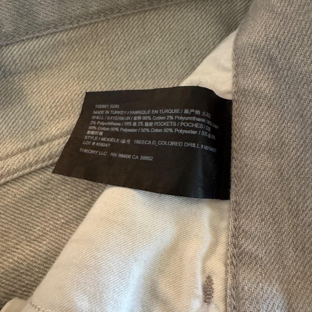 Theory Treeca Straight-Leg Mid Rise Cotton Blend Women's Gray Jeans Size 26 NWOT - Picture 7 of 11